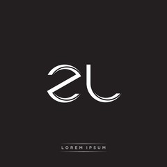 ZL Initial Letter Split Lowercase Logo Modern Monogram Template Isolated on Black White