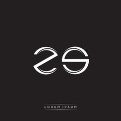 ZS Initial Letter Split Lowercase Logo Modern Monogram Template Isolated on Black White