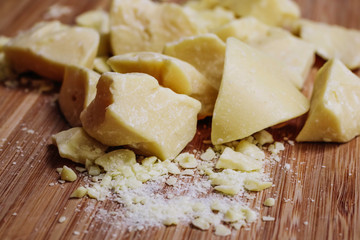 Scattered lumps of cocoa butter
