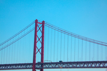 Fototapeta na wymiar Part of Ponte 25 de Abril famous bridge in Lisbon