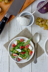 Top view of fig and goat cheese salad.