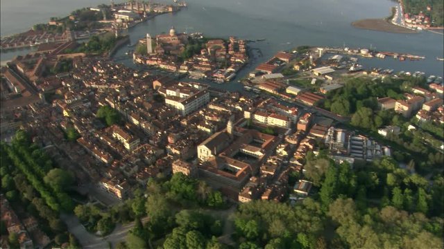 Ripresa aerea dei Giardini della Biennale di Venezia
