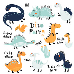 Obraz premium Set of cute dinosauts for children print