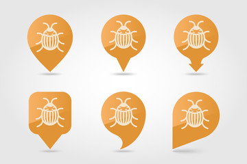 Colorado beetle flat vector pin map icon