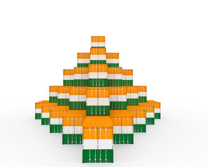 Fototapeta premium 3D Illustration of Cargo Container with India Flag on white background. Delivery, transportation, shipping freight transportation.