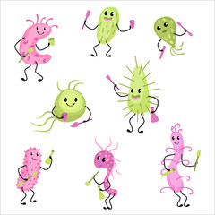Virus, bacteria and biology micro-organisms . Infectious bacteria and virus vector signs