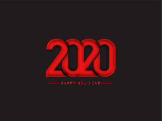 Happy New Year 2020 Text Typography Design Pattern