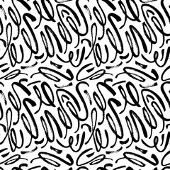 Seamless pattern with hand drawn brush strokes. Simple vector geometric texture. Modern monochrome texture. 