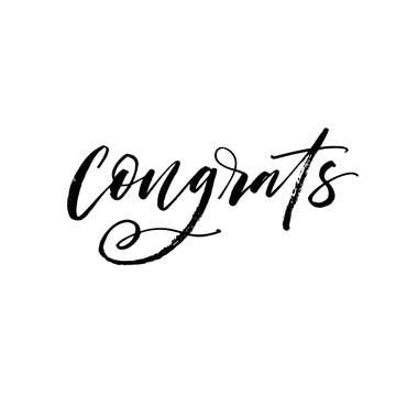 Congrats hand drawn phrase. Modern vector brush calligraphy. Ink illustration with hand-drawn lettering. 