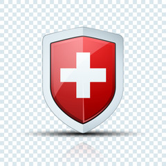 Fototapeta premium Swiss or Medical Shield protection sign illustration