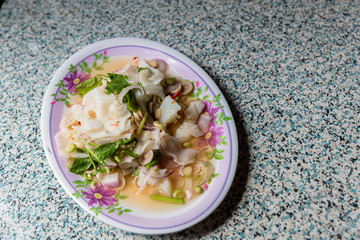 Beef tripe salad, tripe Spicy Salad with Herbs. Cold Tripe Salad from Sicily, Italy , Sicilian Tripe Salad.