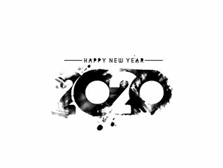 Happy New Year 2020 Text Typography Design Pattern