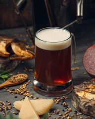 glass of fresh dark bear on the table