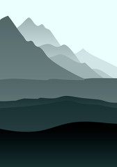 abstract monochrome vector landscape