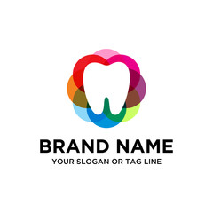 Fototapeta premium Vector design dental logo template with colorful styles