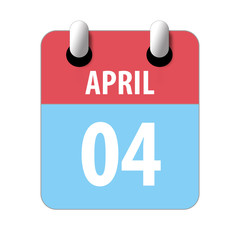 april 4th. Day 4 of month,Simple calendar icon on white background. Planning. Time management. Set of calendar icons for web design. spring month, day of the year concept