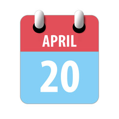 april 20th. Day 20 of month,Simple calendar icon on white background. Planning. Time management. Set of calendar icons for web design. spring month, day of the year concept