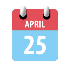 april 25th. Day 25 of month,Simple calendar icon on white background. Planning. Time management. Set of calendar icons for web design. spring month, day of the year concept