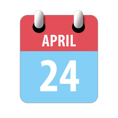 april 24th. Day 24 of month,Simple calendar icon on white background. Planning. Time management. Set of calendar icons for web design. spring month, day of the year concept