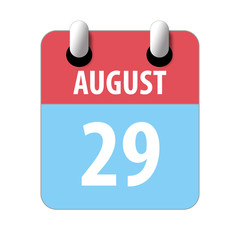 august 29th. Day 29 of month,Simple calendar icon on white background. Planning. Time management. Set of calendar icons for web design. summer month, day of the year concept