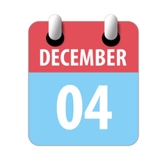 december 4th. Day 4 of month,Simple calendar icon on white background. Planning. Time management. Set of calendar icons for web design. winter month, day of the year concept