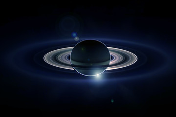 Planet Saturn, with rings, and in the rays of the sun. Elements of this image were furnished by NASA. © Artsiom P
