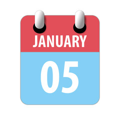 january 5th. Day 5 of month,Simple calendar icon on white background. Planning. Time management. Set of calendar icons for web design. winter month, day of the year concept