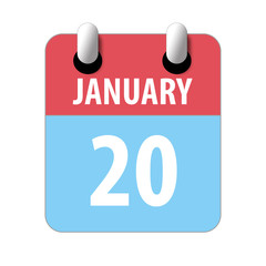 january 20th. Day 20 of month,Simple calendar icon on white background. Planning. Time management. Set of calendar icons for web design. winter month, day of the year concept