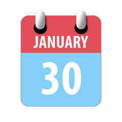 january 30th. Day 30 of month,Simple calendar icon on white background. Planning. Time management. Set of calendar icons for web design. winter month, day of the year concept