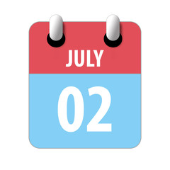 july 2nd. Day 2 of month,Simple calendar icon on white background. Planning. Time management. Set of calendar icons for web design. summer month, day of the year concept