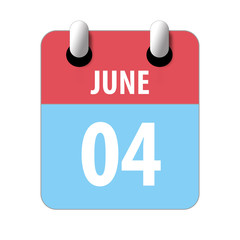 june 4th. Day 4 of month,Simple calendar icon on white background. Planning. Time management. Set of calendar icons for web design. summer month, day of the year concept