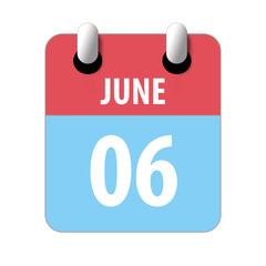 june 6th. Day 6 of month,Simple calendar icon on white background. Planning. Time management. Set of calendar icons for web design. summer month, day of the year concept