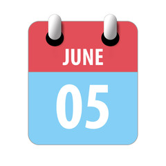 june 5th. Day 5 of month,Simple calendar icon on white background. Planning. Time management. Set of calendar icons for web design. summer month, day of the year concept