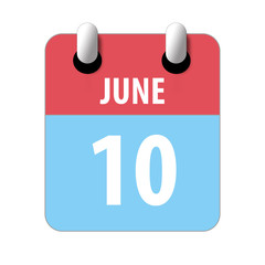 june 10th. Day 10 of month,Simple calendar icon on white background. Planning. Time management. Set of calendar icons for web design. summer month, day of the year concept