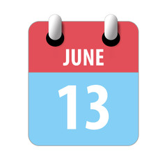 june 13th. Day 13 of month,Simple calendar icon on white background. Planning. Time management. Set of calendar icons for web design. summer month, day of the year concept