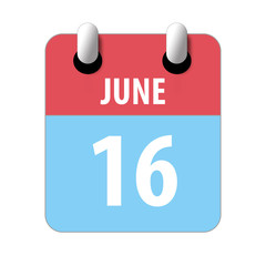 june 16th. Day 16 of month,Simple calendar icon on white background. Planning. Time management. Set of calendar icons for web design. summer month, day of the year concept
