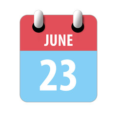 june 23rd. Day 23 of month,Simple calendar icon on white background. Planning. Time management. Set of calendar icons for web design. summer month, day of the year concept