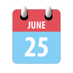 june 25th. Day 25 of month,Simple calendar icon on white background. Planning. Time management. Set of calendar icons for web design. summer month, day of the year concept
