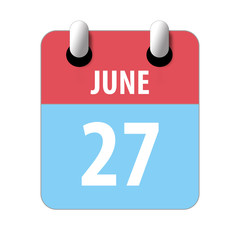 june 27th. Day 27 of month,Simple calendar icon on white background. Planning. Time management. Set of calendar icons for web design. summer month, day of the year concept