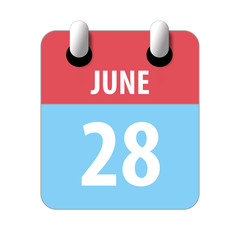 june 28th. Day 28 of month,Simple calendar icon on white background. Planning. Time management. Set of calendar icons for web design. summer month, day of the year concept