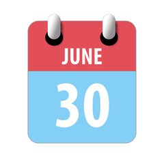 june 30th. Day 30 of month,Simple calendar icon on white background. Planning. Time management. Set of calendar icons for web design. summer month, day of the year concept