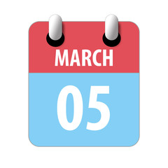 march 5th. Day 5 of month,Simple calendar icon on white background. Planning. Time management. Set of calendar icons for web design. spring month, day of the year concept