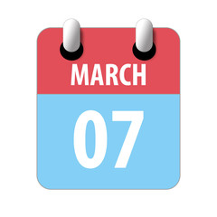 march 7th. Day 7 of month,Simple calendar icon on white background. Planning. Time management. Set of calendar icons for web design. spring month, day of the year concept