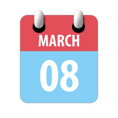 march 8th. Day 8 of month,Simple calendar icon on white background. Planning. Time management. Set of calendar icons for web design. spring month, day of the year concept