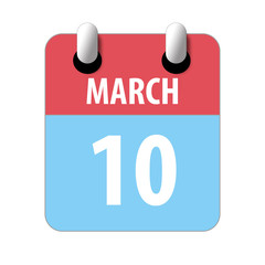 march 10th. Day 10 of month,Simple calendar icon on white background. Planning. Time management. Set of calendar icons for web design. spring month, day of the year concept