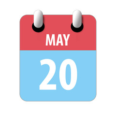 may 20th. Day 20 of month,Simple calendar icon on white background. Planning. Time management. Set of calendar icons for web design. spring month, day of the year concept