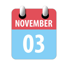 november 3rd. Day 3 of month,Simple calendar icon on white background. Planning. Time management. Set of calendar icons for web design. autumn month, day of the year concept