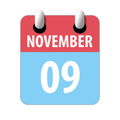 november 9th. Day 9 of month,Simple calendar icon on white background. Planning. Time management. Set of calendar icons for web design. autumn month, day of the year concept