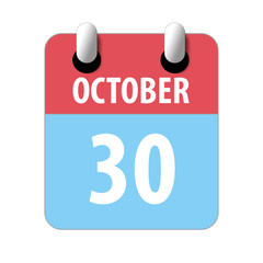 october 30th. Day 30 of month,Simple calendar icon on white background. Planning. Time management. Set of calendar icons for web design. autumn month, day of the year concept