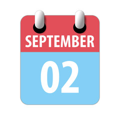 september 2nd. Day 2 of month,Simple calendar icon on white background. Planning. Time management. Set of calendar icons for web design. autumn month, day of the year concept